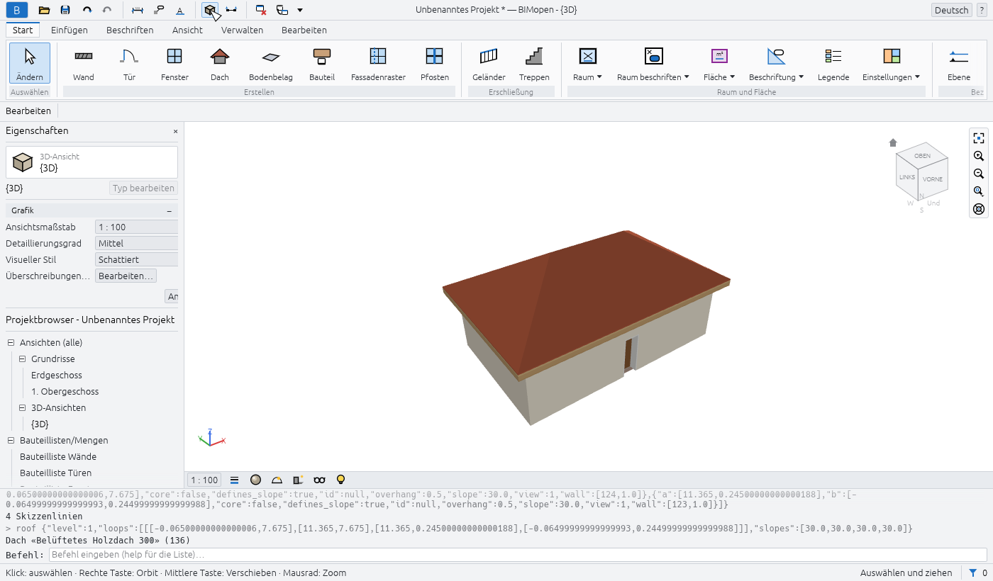 Das erste Haus in der 3D-Ansicht