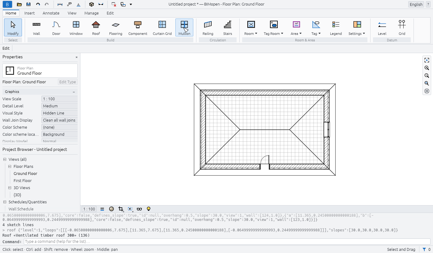The plan with walls, door, window and floor