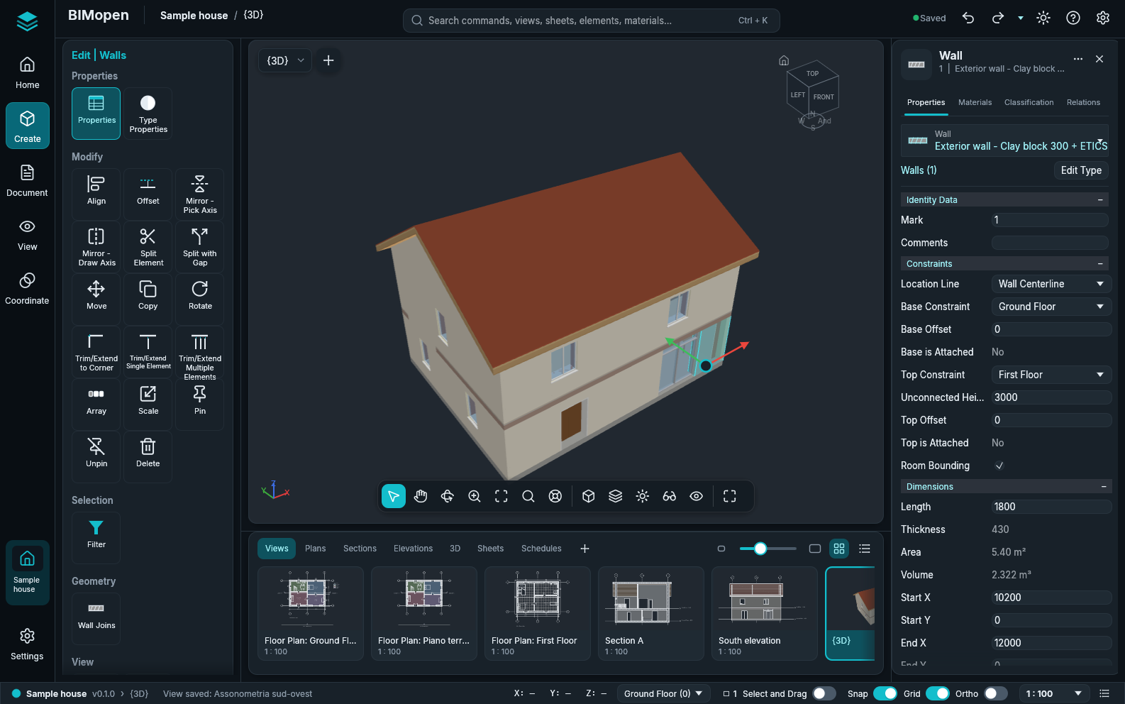 The BIMopen style in the dark theme